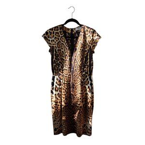 Yves Saint Laurent YSL Short Sleeve Silk Animal Print Dress – Size F40 / US8 / M